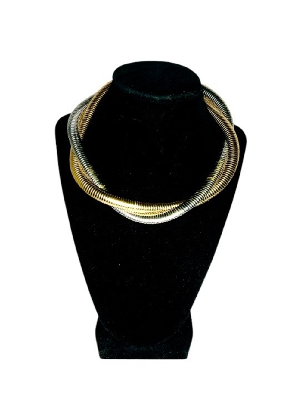 Elegant Vintage Two-Tone Coil Necklace in Gold & Silver